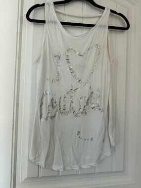 White juice couture white tank top with string lined back
